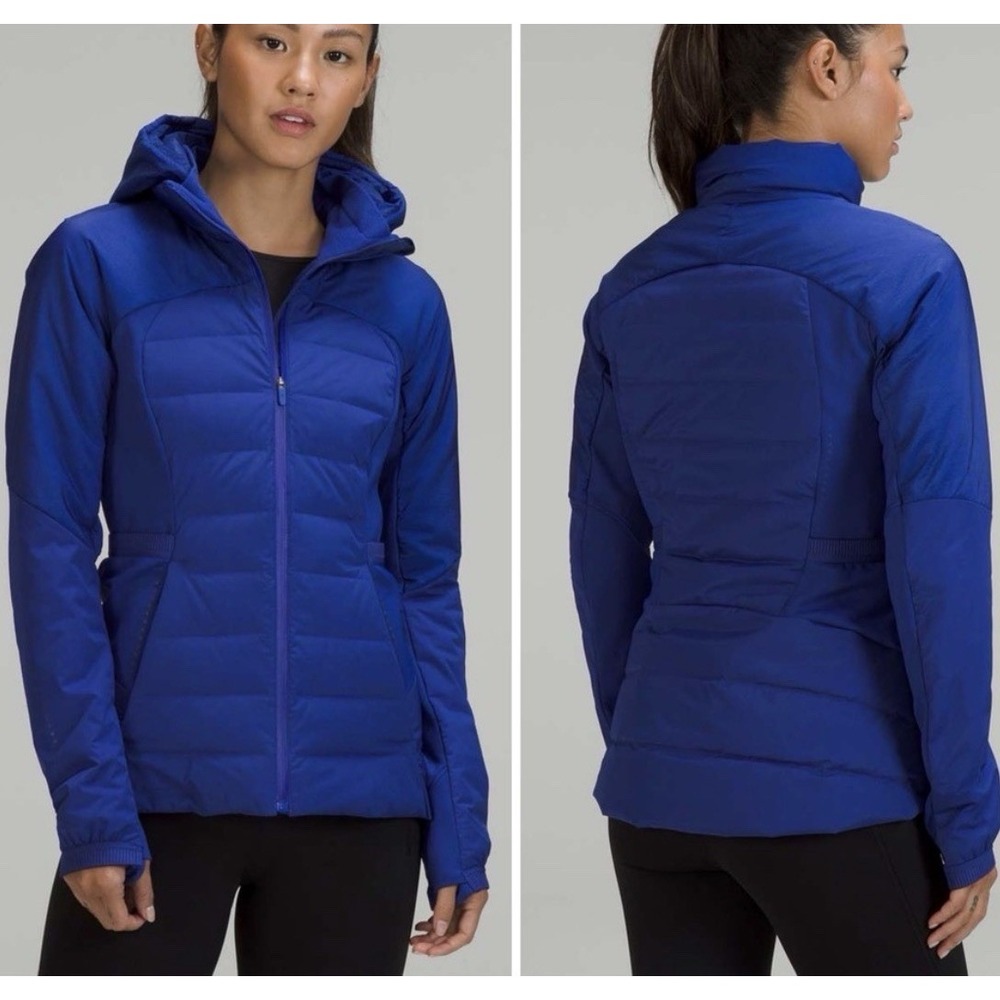 Lululemon Down For It All Jacket Size 14 Large Blue Coat Jacket Athletic Gym - Picture 2 of 11